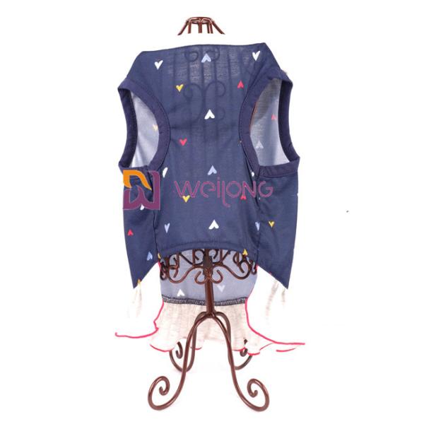 Digital Print Embroider Pet Dress Love Poly Jersey Custom Summer Heart Woven Collar Dog Dressing Gown