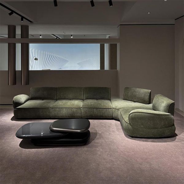 Italian Designer Cream Style Sectional Sofa Customizable Minimalist Living Room Set with Movable Backrest for Apartment Villa