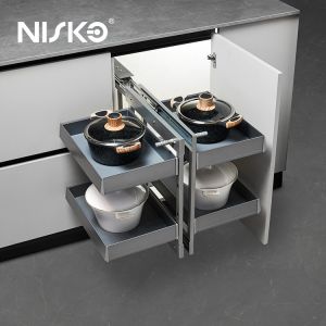 Meuble de rangement de cuisine Magic Corner - Coulissant complet pour angle mort rotatif