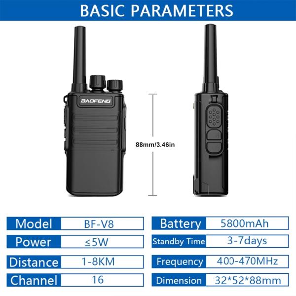 2024 Baofeng Mini BF-V8 Two Way Ham CB Radio Handheld Gray Green Orange Intercom