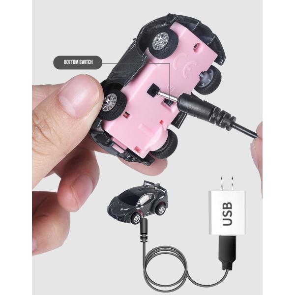 Kids Mini RC Car Watch 2.4 GHz Cartoon RC Racing Car USB Charging 4 Channels for Kids