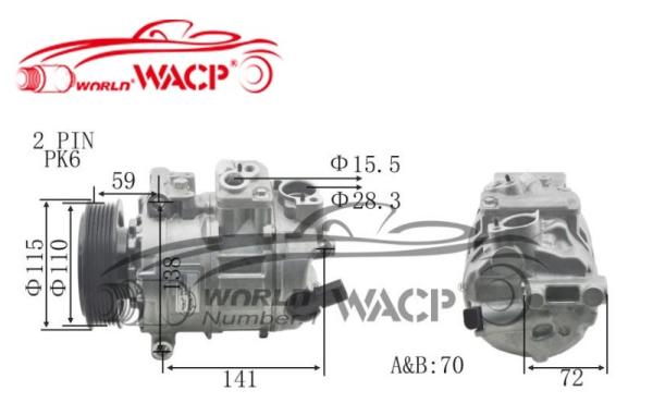 DCP32045 Veículo 7SEU Compressor de deslocamento Para Audi A3 Para VW Golf WXAD025