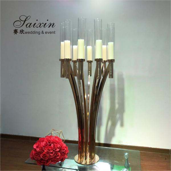 ZT-396 Materiais de decoração de casamento cristal metal velas de apoio para peças centrais