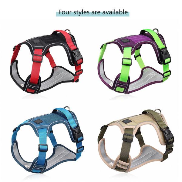 Reflective Breathable No Pull Dog Vest Harness Black Oxford Cloth