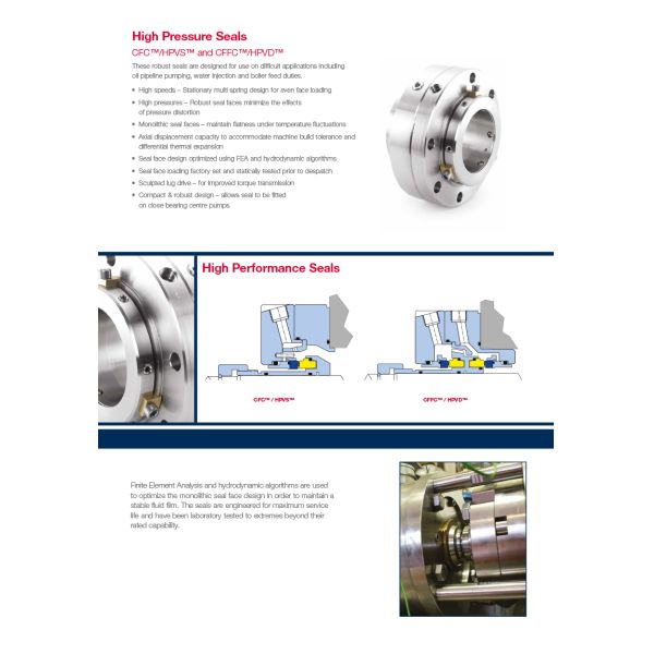 AESSEAL CFC HPVS High Performance Single Cartridge Mechanical Seals for Pumps