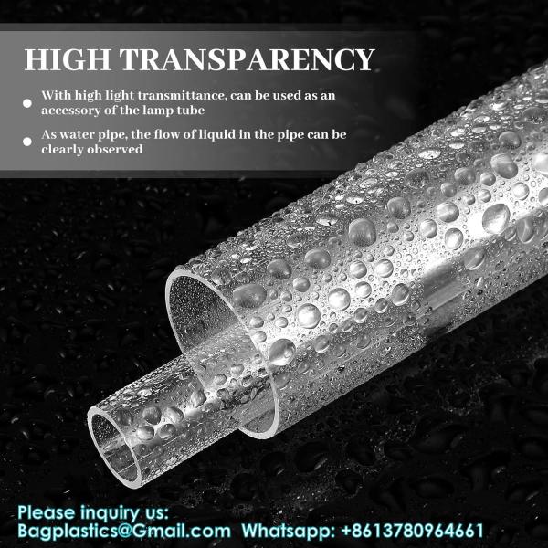 Acrylic Tube, Clear Plastic Pipe Tube 15.5'' Length Clear PVC Pipe Round Polycarbonate Tubing Chemical Resistant