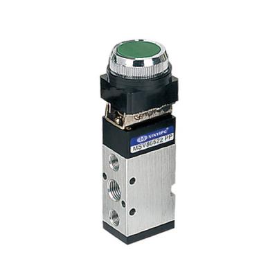 Mechanical Pneumatic Valve 3 / 2 Way , Plat Round Green Button Manual Air Control Valve