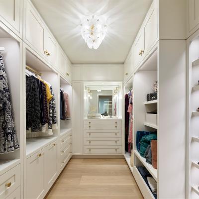Shaker Style Solid Wood Walk In Closet Cabinet White Classic Wardrobe