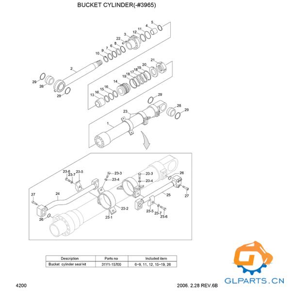 31N6-60110 31N6-60115 Excavator Bucket Cylinder For Hyundai R210-7 R210LC-7