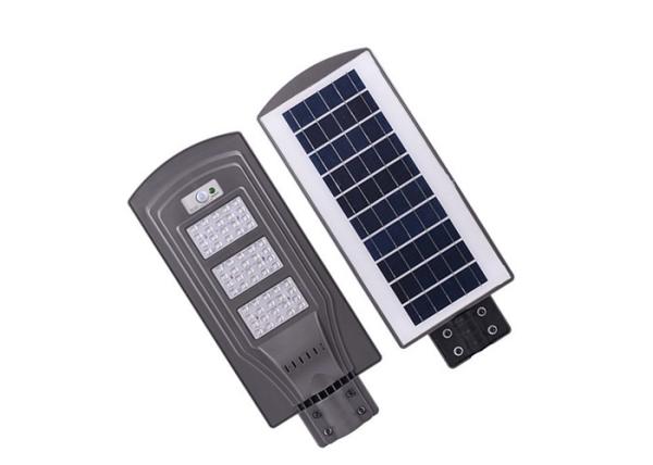 All In One LED Solar Street Light , Outdoor Solar Floodlight ABS With Steel Pole