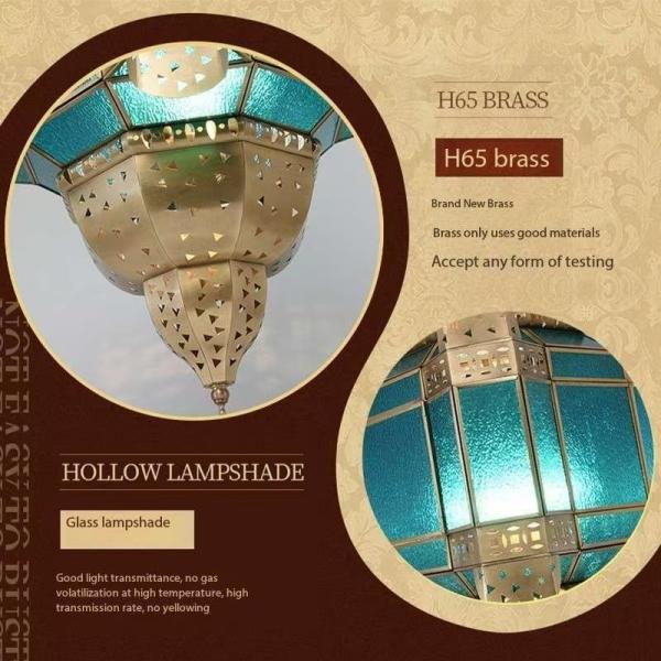 Moroccan Gold Antique Copper Light Copper Hanging Lamps With Dimmer Support