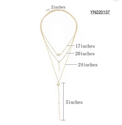40cm Luxury Stainless Steel Layered Necklace 3 Layer Gold Necklace For Wedding