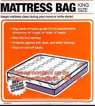 Plastic Mattress Protector Bag or Sofa Cover For Storage ,Moving, High tensile strength matress packing bags