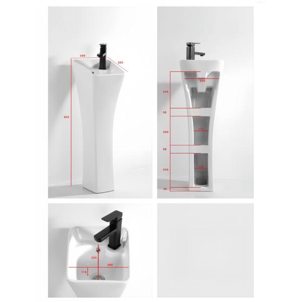 Decorative Pedestal Sink for Bathroom 680x370x830mm Dual-Flush Ceramic Basin Pedestal
