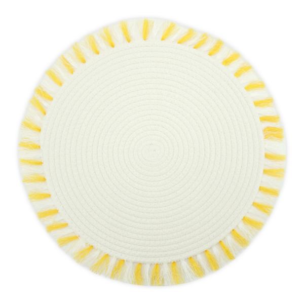15 Inch Table Round Placemats Boho Cotton Woven Washable Tassels For Kitchen Dining