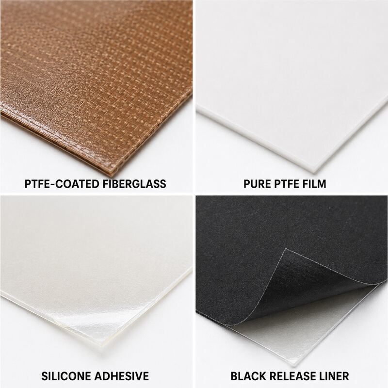 PTFE Tape with Black Release Liner / Liner-Backed PTFE Tape / PTFE Heat Sealer Tape with Silicone Adhesive for Die Cutting, Packaging Machinery, Sealing Plates and Guide Rails