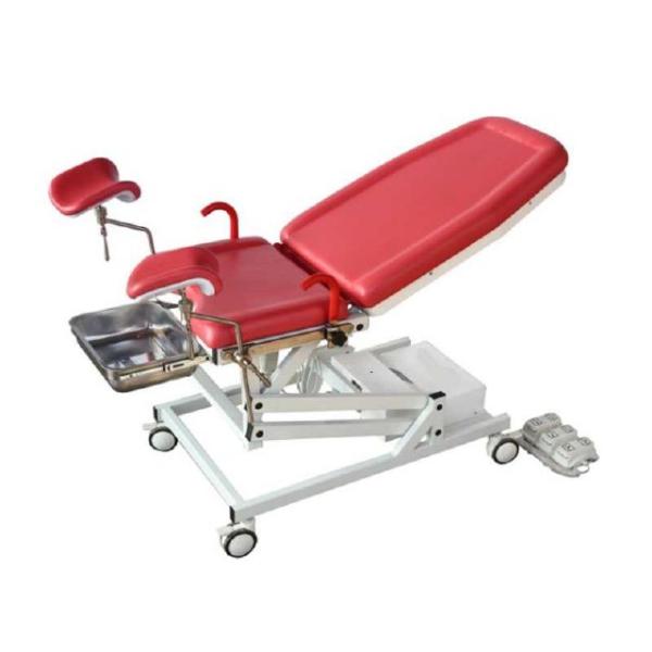 Gynecology Pink Metal Gynecological Examination Table with 5 Inch Casters