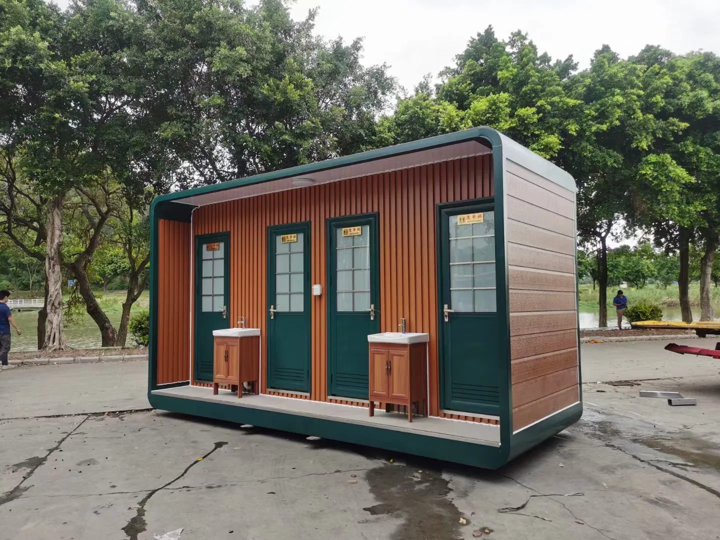 Compact portable toilet cabin designed to deliver and comfortable restroom access for construction projects outdoor exhibitions and public events
