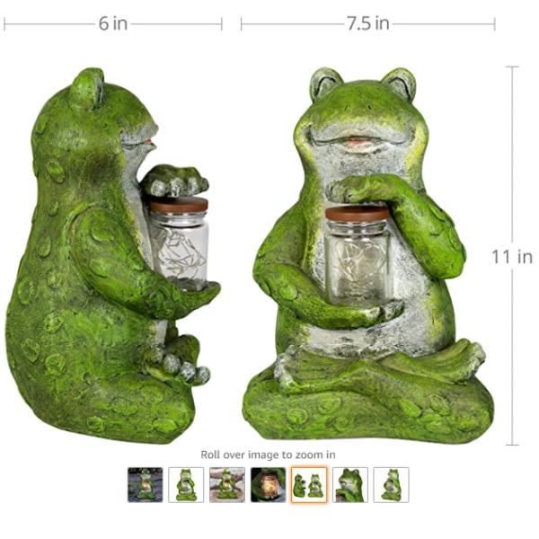 1 AA Batteries 14 Inches Solar Frogs Garden Figurines