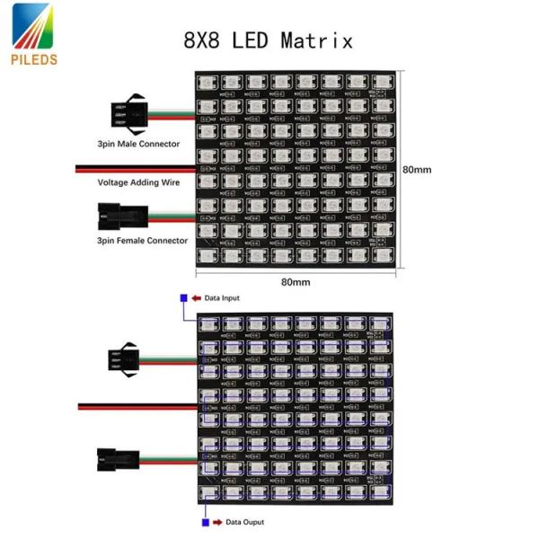 WS2812B Гибкие светодиодные матричные панели 8x8 полный цвет 1000cd/M2 Яркость