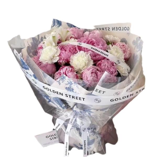 Flower Wrapping Paper Blue and White Porcelain Flower Bouquets in 38*50cm Size