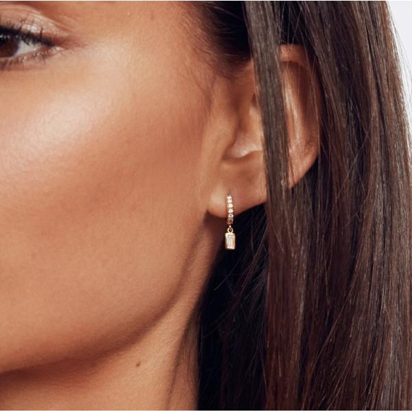 Gold Plated 925 Sterling Silver Dangle Earrings For Anniversary , Engagement