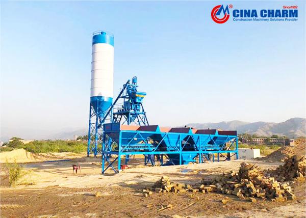 PLC Control 35m3/Hour concrete batch mix plant High Efficiency