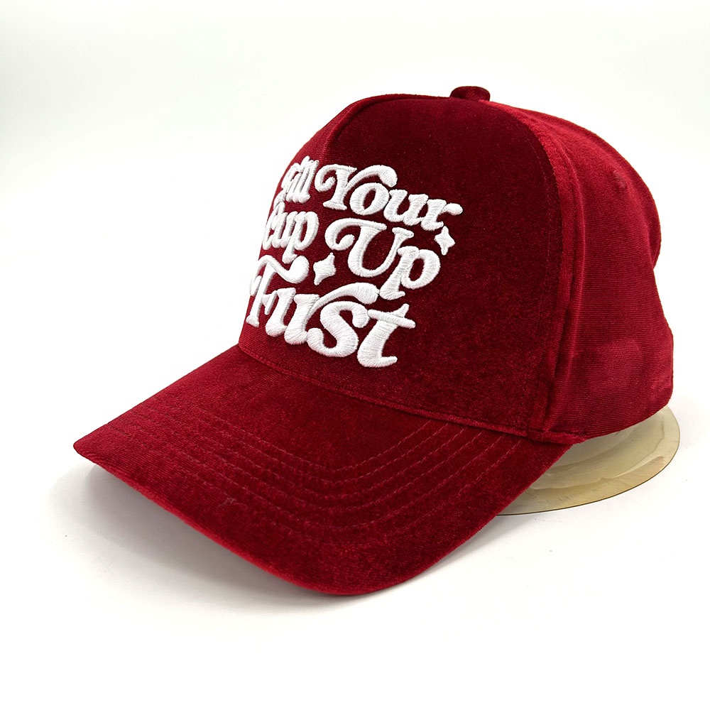 Custom A frame Denim Baseball Caps Fabric 3D Embroidered 5 pane Deniml Two tone