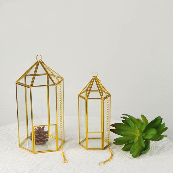 Golden hexagon cage glass artifact garden Creative geometric cover greenhouse micro landscape Yiwu wholesale