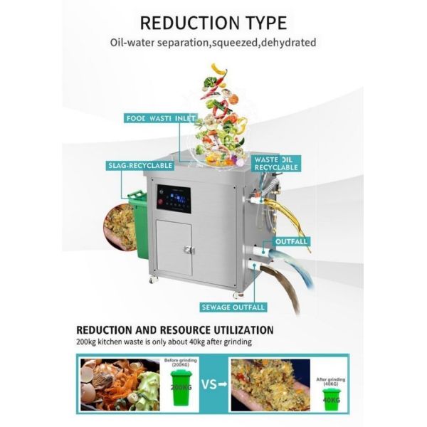 Food Waste To Fertilizer Recycling Treatment Digester Compost Dewatering Machine Disposer Shredder
