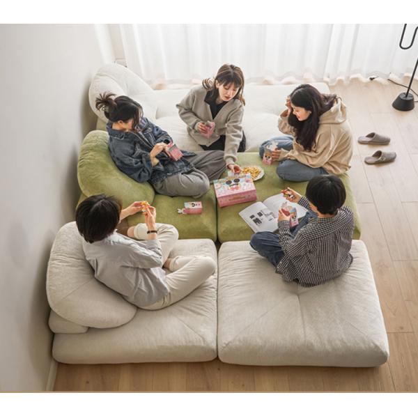 Reclining Convertible Sectional Couch Bed Sofa Tatami With Velvet Fabric