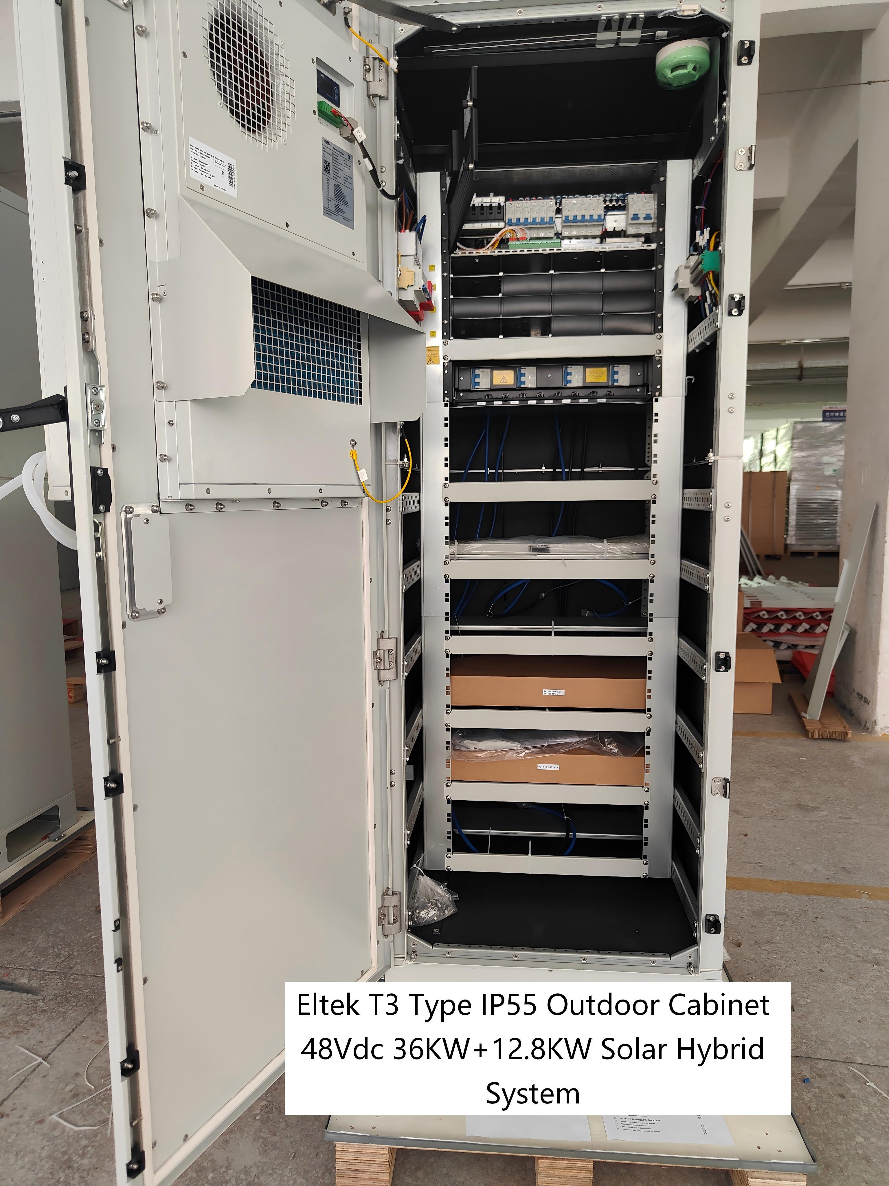 48Vdc 36+12.8KW Solar-Hybrid Power Cabinet with Type 4 Enclosure and Flatpack2 Modules