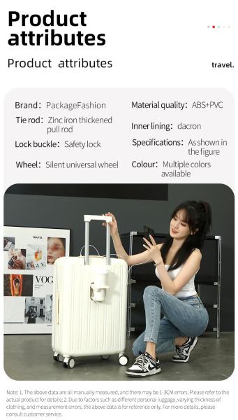 1988 hardside luggage set TSA lock spinner wheel suitcase , black ,pink ,white ,light blue USB -charging multi-functional front opening cup holder trolley case, 20/24inch Traveling Bag
