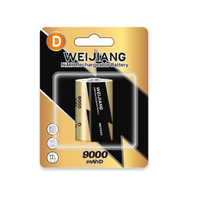 Fornecedor profissional de OEM LR20 Baterias recarregáveis 1.2v D Tamanho 9000mAh NIMh Bateria Para Lâmpadas Elétricas Brinquedos