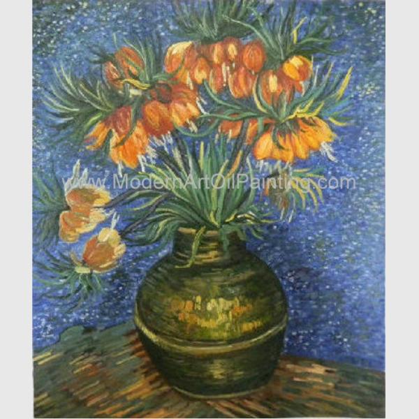 Van Gogh Oil Paint Fritillaries nas réplicas de cobre de uma obra-prima do vaso