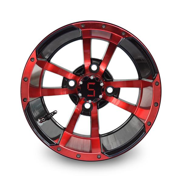 12'' 14'' Aluminum Golf Cart Wheels Machined Glossy Black ET -15 Offset