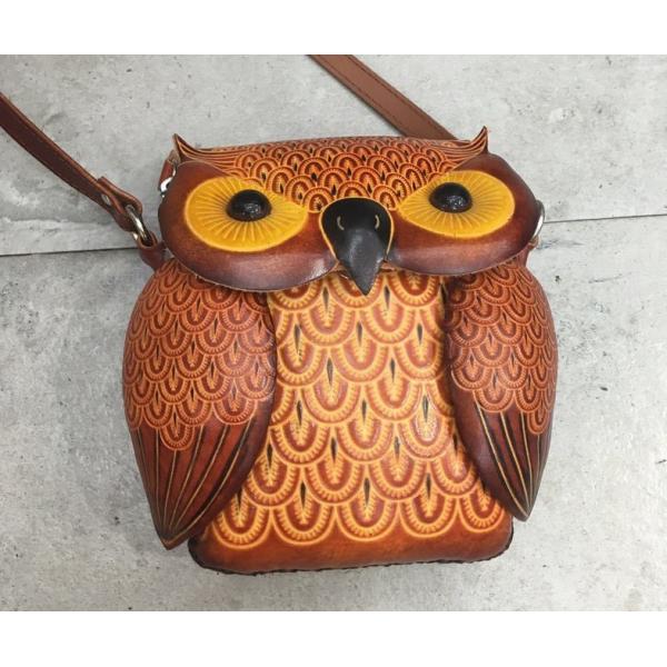 Leather messenger bag small forest animals Sen female retro cute bags