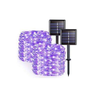 Wedding Party Decor Remote Control Solar Copper Wire Lights 300MAH 20M Purple