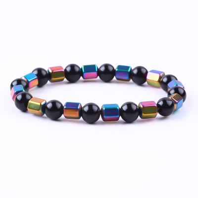 8 mm de madeira natural de pedra cristalina elástica Obsidiana Hematite pulseira de contas