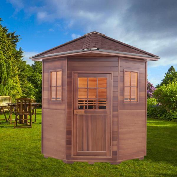 Carbon Panel Red Cedar Wooden Outdoor Sauna Traditional