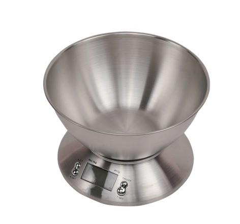 5KG Capacity Round Stainless Steel Electronic Weight Scale for Household Bowl Kitchen and Food Balance Power Household