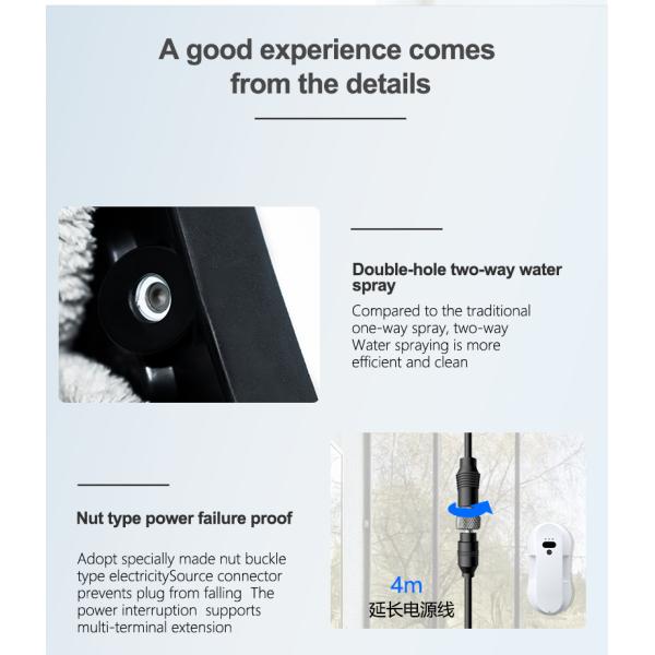 Robot de nettoyage de façade à pulvérisation d'eau ultra-mince de 62 mm, nettoyeur de vitres électrique pour le bain et le nettoyage extérieur