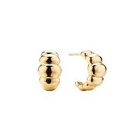 18K Gold Rhodium Plated Crescent Stud Earrings – Elegant Dome Hoop Earrings for Women, Perfect for Everyday & Party