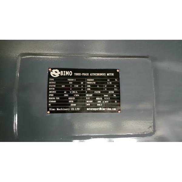 3 Phase Asychronous Cast Iron Electric Motor 800kW 400V 2 Pole 3000rpm 50hz IP55 Class F IC511 S1 IMB3 Electric Motor