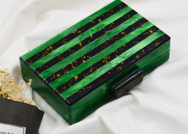 Pearl Gold Foil Acrylic Clutch Bag Light Green And Black Color With Splicing Black Bottom