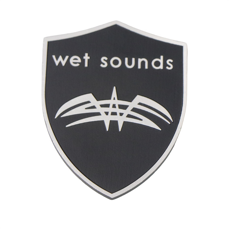 Custom Shield-shaped Die-cast Aluminum Nameplate With Adhesive Backing