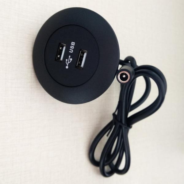 Blue Light Usb Table Hub , USB Electrical Outlet Dual Usb Ports Grommet