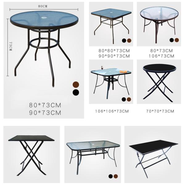 Aluminum Frame Outdoor Garden Set with Round Glass Top Dining Table and Teslin Chairs
