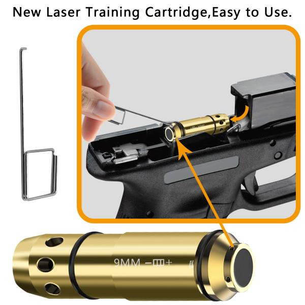 9mm Laser Training Cartridge Built In Rubber Snap Cap For Dry Fire Training Practice Extra O Rings