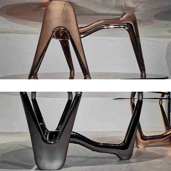 Cuore Heart Shaped Glass Stainless Steel Coffee Table  Modern Aesthetic
